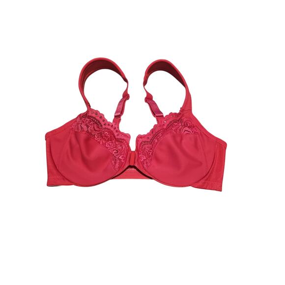 Glamorise Wonderwire bra front closure underwire hot pink sz 34B new WL277 - Picture 6 of 8